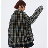 Unisex Jacket Vintage Scottish Plaid Stitching Jacket Men and Women Couple Jacket